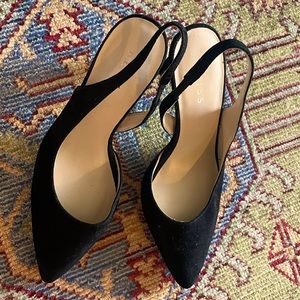 Reiss Black Suede Heel Sling Back Size 37